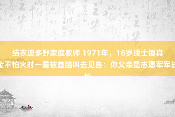 结衣波多野家庭教师 1971年，18岁战士锤真金不怕火时一霎被首脑叫去见告：你父亲是志愿军军长