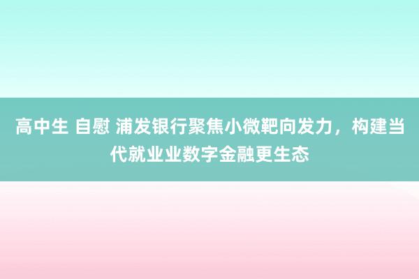 高中生 自慰 浦发银行聚焦小微靶向发力，构建当代就业业数字金融更生态