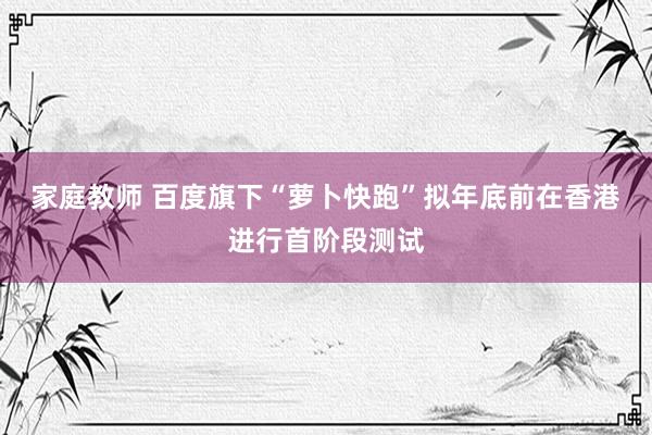 家庭教师 百度旗下“萝卜快跑”拟年底前在香港进行首阶段测试
