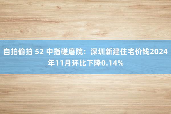 自拍偷拍 52 中指磋磨院：深圳新建住宅价钱2024年11月环比下降0.14%
