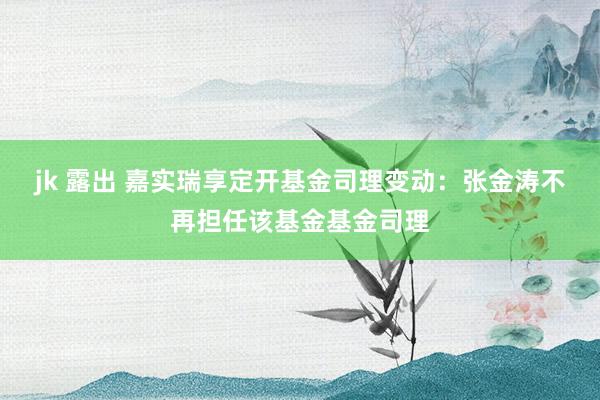 jk 露出 嘉实瑞享定开基金司理变动：张金涛不再担任该基金基金司理
