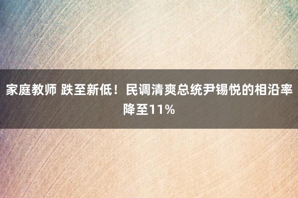 家庭教师 跌至新低！民调清爽总统尹锡悦的相沿率降至11%