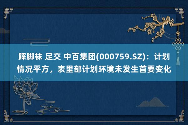 踩脚袜 足交 中百集团(000759.SZ)：计划情况平方，表里部计划环境未发生首要变化