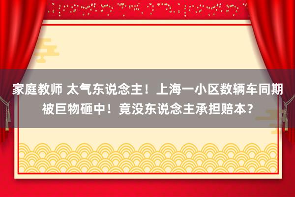 家庭教师 太气东说念主！上海一小区数辆车同期被巨物砸中！竟没东说念主承担赔本？
