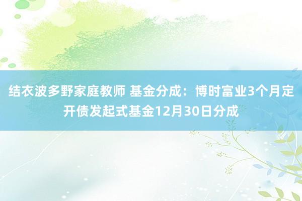 结衣波多野家庭教师 基金分成：博时富业3个月定开债发起式基金12月30日分成
