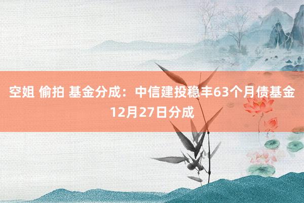 空姐 偷拍 基金分成：中信建投稳丰63个月债基金12月27日分成