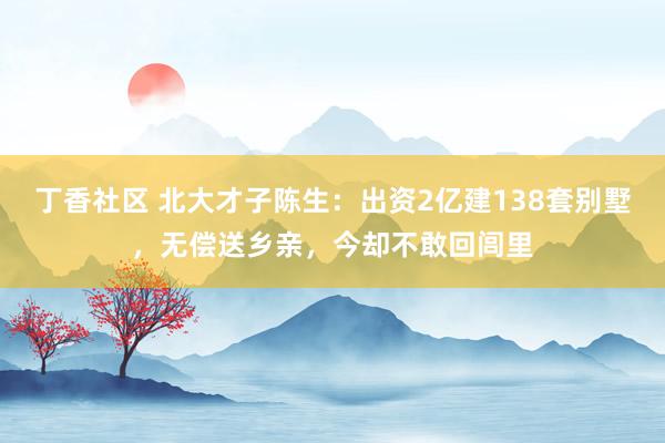 丁香社区 北大才子陈生：出资2亿建138套别墅，无偿送乡亲，今却不敢回闾里