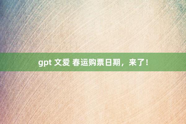 gpt 文爱 春运购票日期，来了！