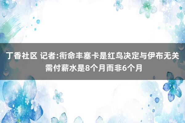 丁香社区 记者:衔命丰塞卡是红鸟决定与伊布无关 需付薪水是8个月而非6个月