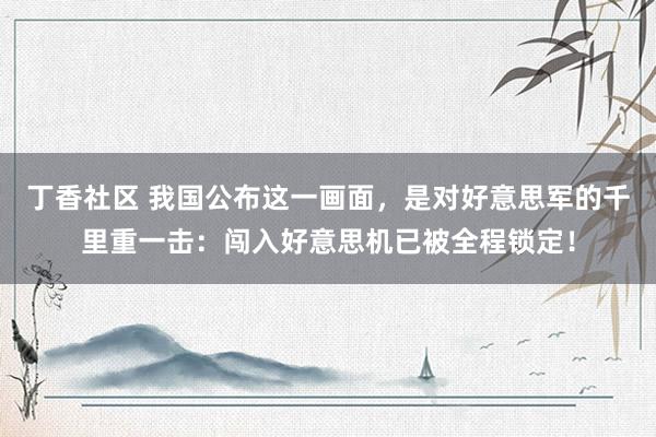 丁香社区 我国公布这一画面，是对好意思军的千里重一击：闯入好意思机已被全程锁定！