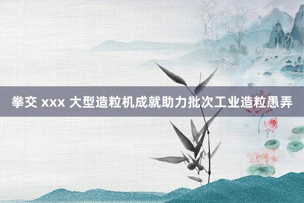 拳交 xxx 大型造粒机成就助力批次工业造粒愚弄