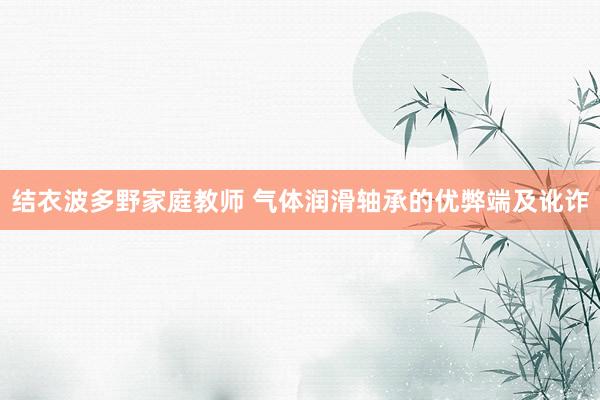 结衣波多野家庭教师 气体润滑轴承的优弊端及讹诈