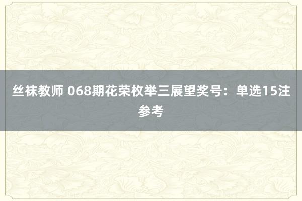 丝袜教师 068期花荣枚举三展望奖号：单选15注参考