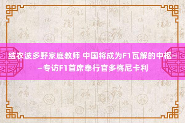 结衣波多野家庭教师 中国将成为F1瓦解的中枢——专访F1首席奉行官多梅尼卡利