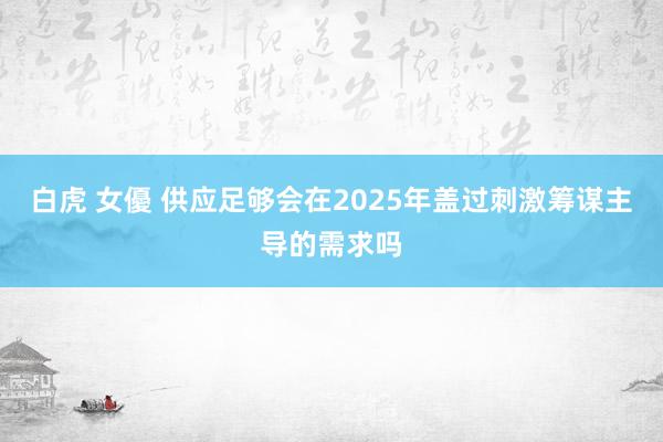 白虎 女優 供应足够会在2025年盖过刺激筹谋主导的需求吗