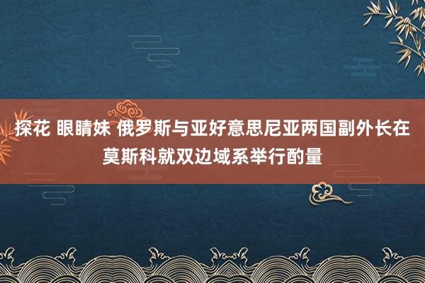 探花 眼睛妹 俄罗斯与亚好意思尼亚两国副外长在莫斯科就双边域系举行酌量