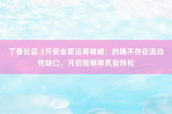 丁香社区 3月资金面运筹帷幄：的确不存在流动性缺口，月初能够率旯旮转松