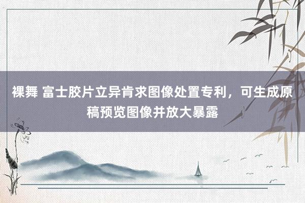 裸舞 富士胶片立异肯求图像处置专利，可生成原稿预览图像并放大暴露