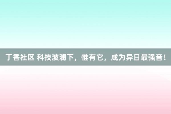 丁香社区 科技波澜下，惟有它，成为异日最强音！