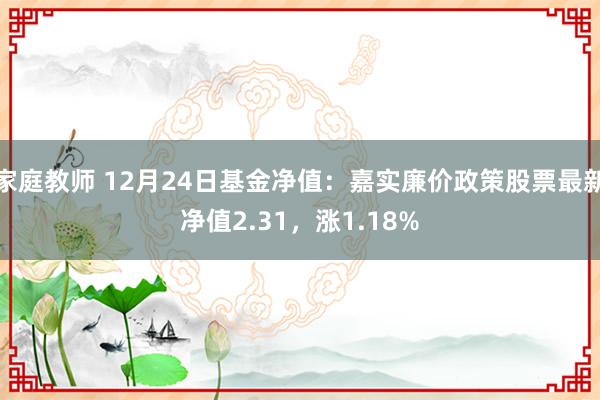 家庭教师 12月24日基金净值：嘉实廉价政策股票最新净值2.31，涨1.18%