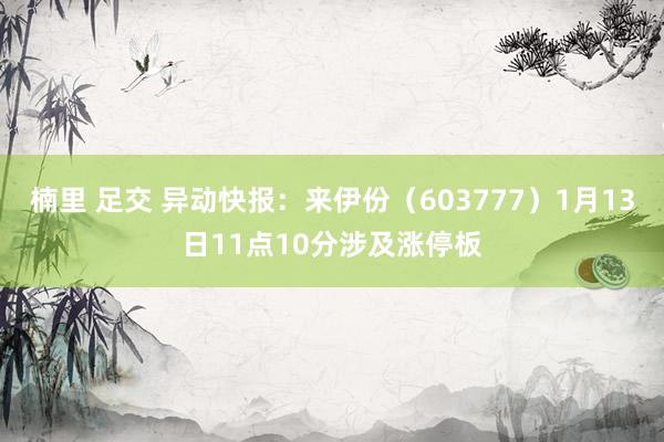 楠里 足交 异动快报：来伊份（603777）1月13日11点10分涉及涨停板