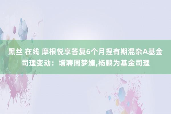 黑丝 在线 摩根悦享答复6个月捏有期混杂A基金司理变动：增聘周梦婕，杨鹏为基金司理