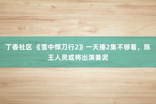 丁香社区 《雪中悍刀行2》一天播2集不够看，陈王人灵或将出演姜泥