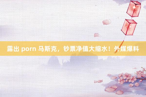 露出 porn 马斯克，钞票净值大缩水！外媒爆料